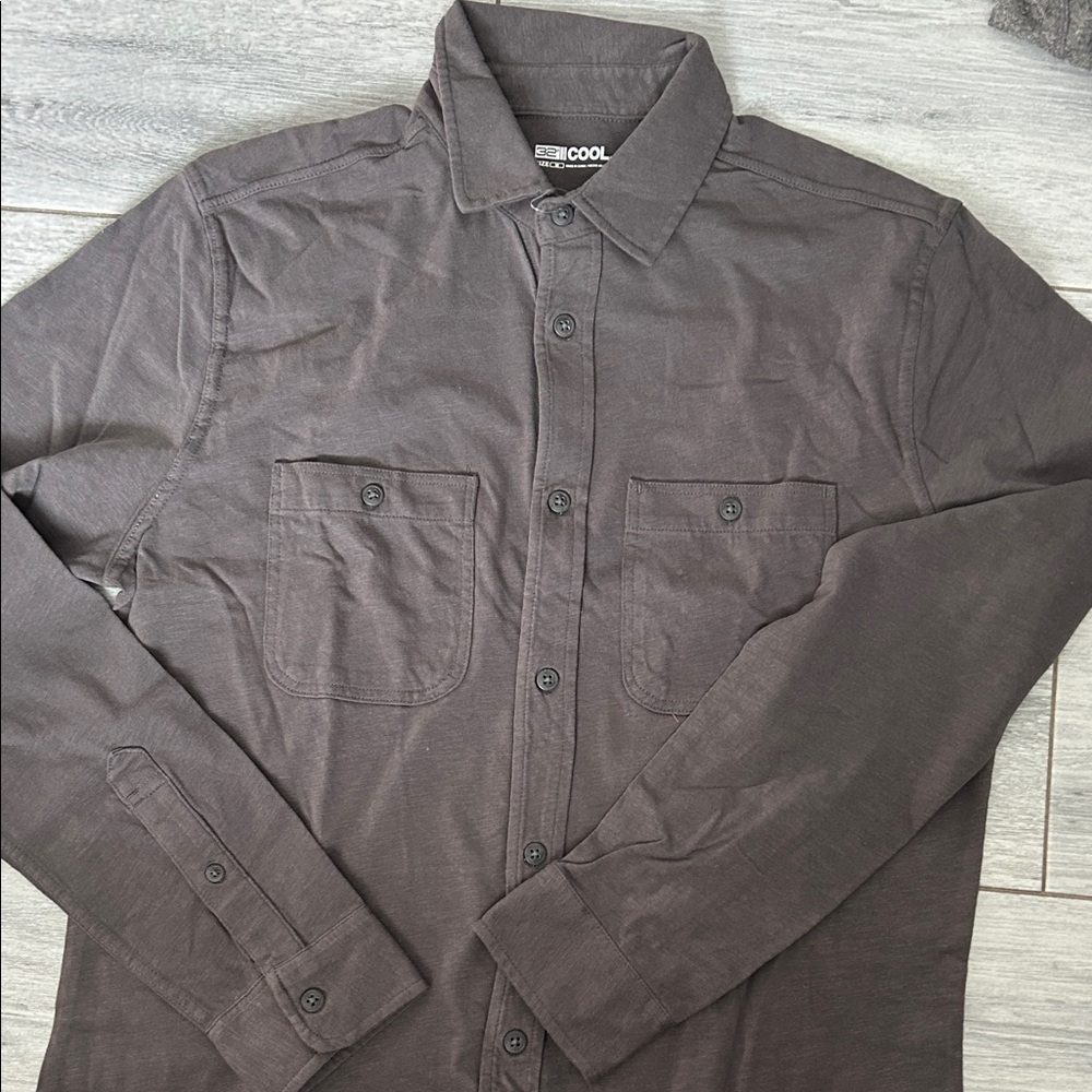 32 Degrees Dark Brown Casual Button Down Shirt